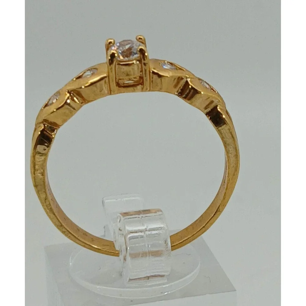 Vintage 90s Gold Tone Infinity Band Ring with Round Clear Stone Accents Size‎ 7